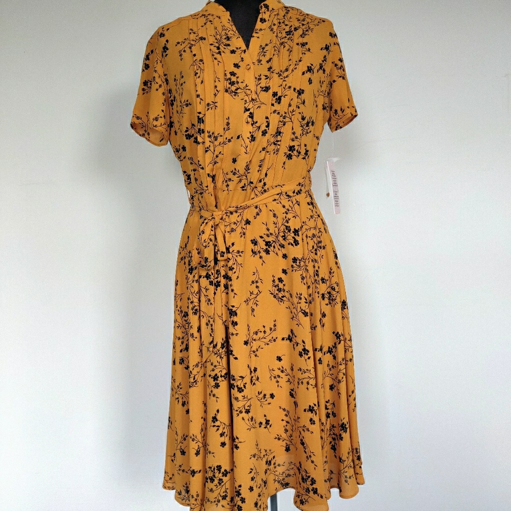 NWT $128 Nanette Lepore Mustard Floral Dress 4